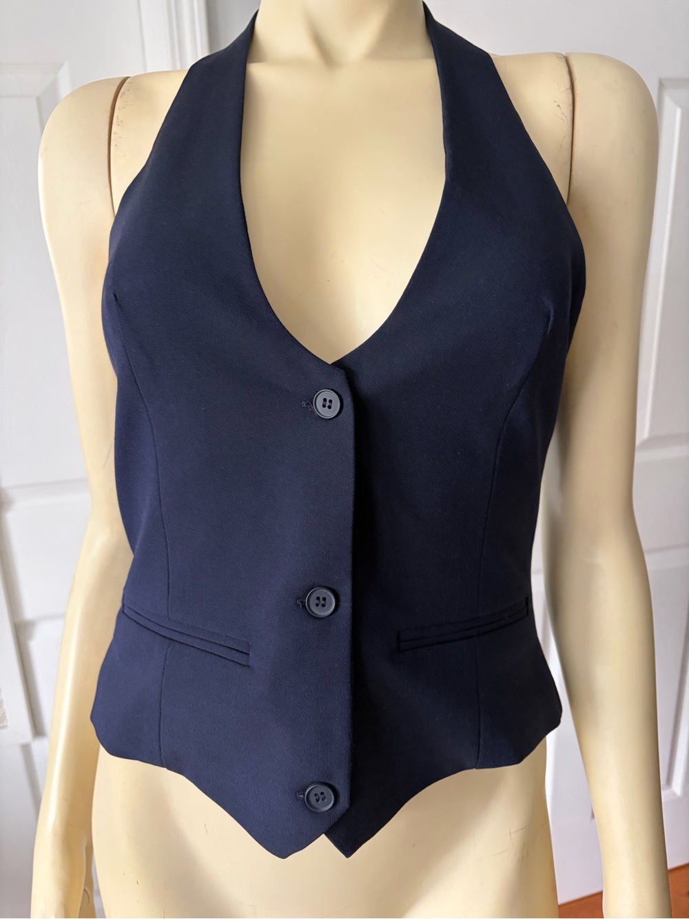 Zara Navy Halter Button Front Vest/ Size Small